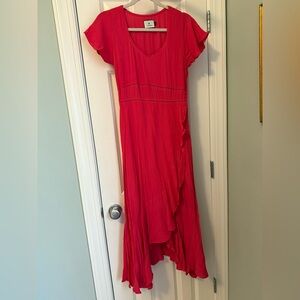 Tuckernuck Francesca Short Sleeve Maxi Ruffle Faux Wrap Dress